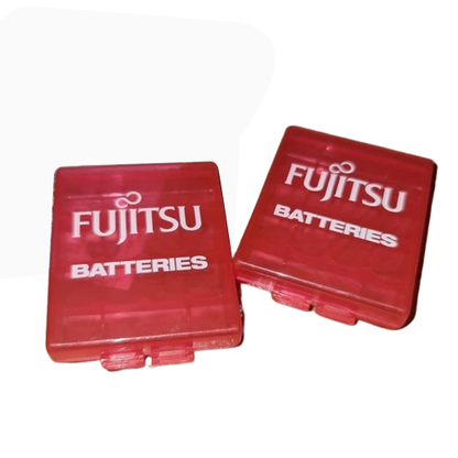 [CLEARANCE] Fujitsu 4 Slot AA and AAA Battery Case for Travel and Storage (Pink)