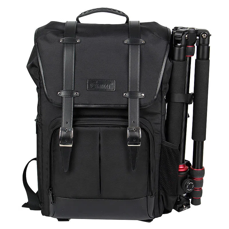 Eirmai Large-Capacity Waterproof Canvas Backpack Travel Bag (fits 1 DSLR Cameras, 5 lenses, Tripod, Accessories) (EMB-SD02)