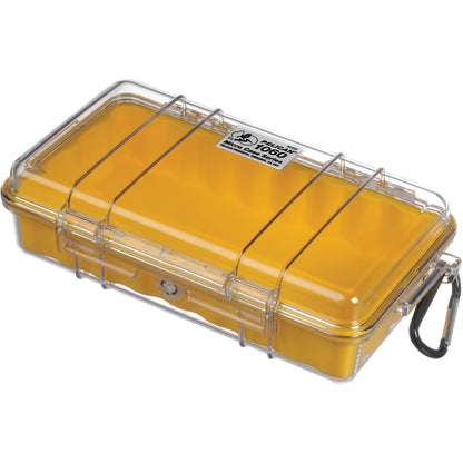 Pelican Micro Case (Colored Liner with Clear Cover) IP67 Watertight Hard Casing with Automatic Pressure Purge Valve for Small Electronics | Model 1060