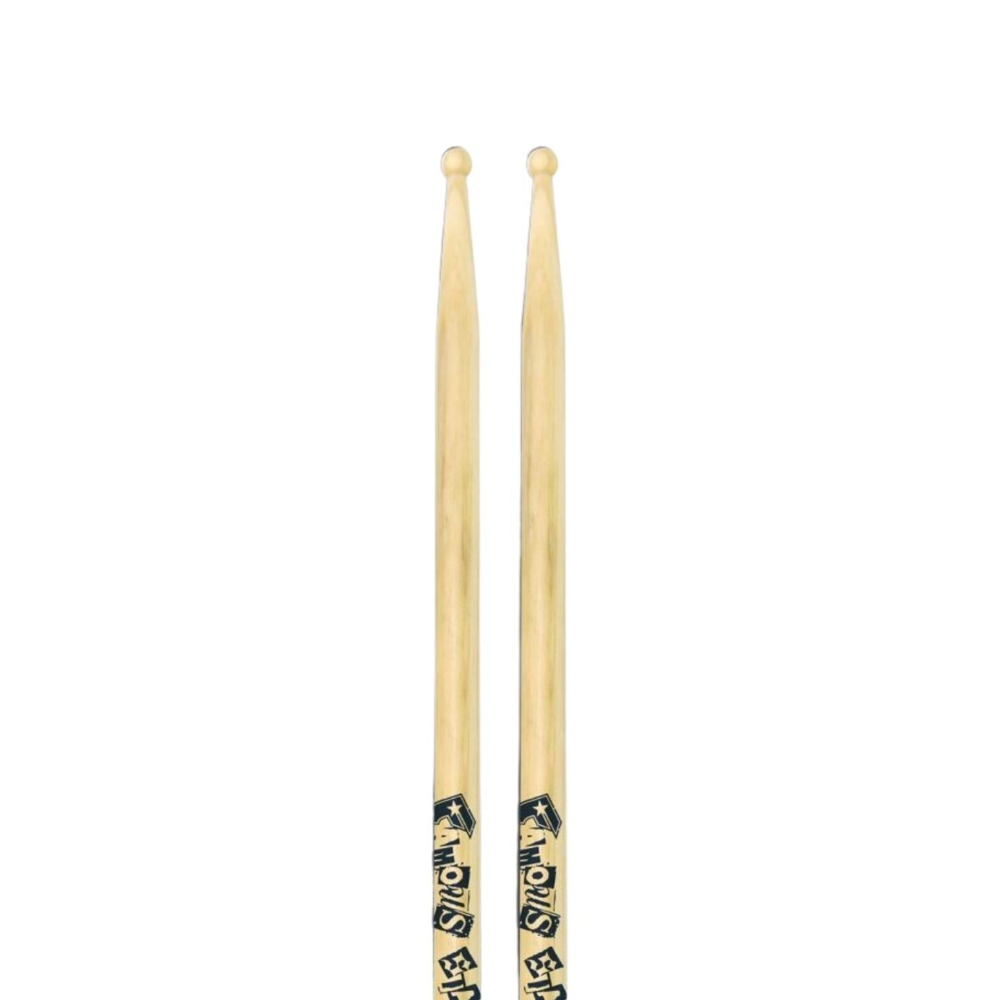 Zildjian Travis Barker Famous Stars & Straps Artist Series Hickory Drumsticks with Round Tips, Lacquer Coating | ZASTBF