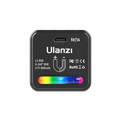 [CLEARANCE] Ulanzi L2 RGB COB Magnetic Mini Cube Video Light with LCD Screen, 1/4" Screw Mount, Dual Cold Shoe for Photography & Videography | 2878