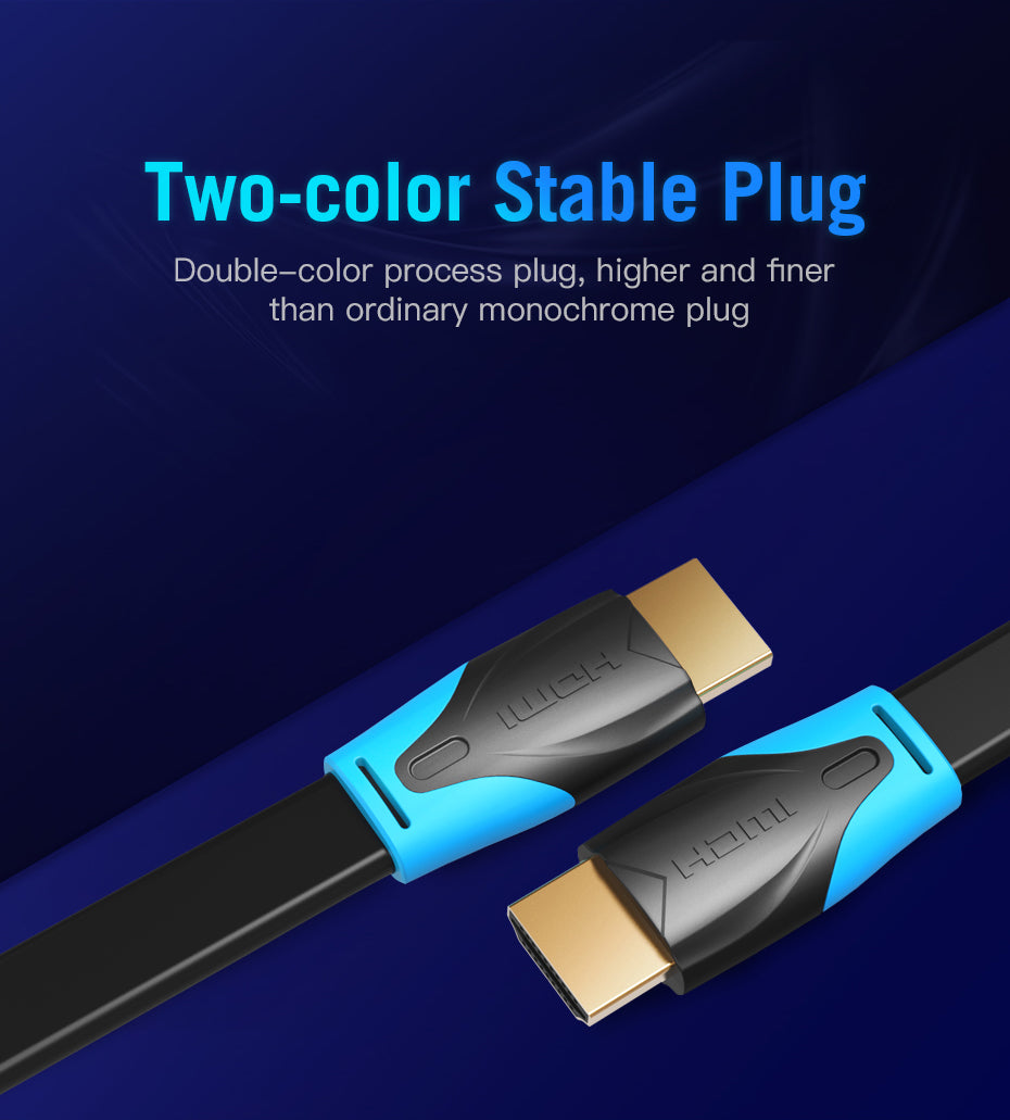 Vention HDMI 2.0 Cable Flat (Male to Male) 4KHD 60Hz Video Cable with Anti-bend PVC Jacket 18Gbps High-Speed (Different Lengths Available) (VAA-B02)
