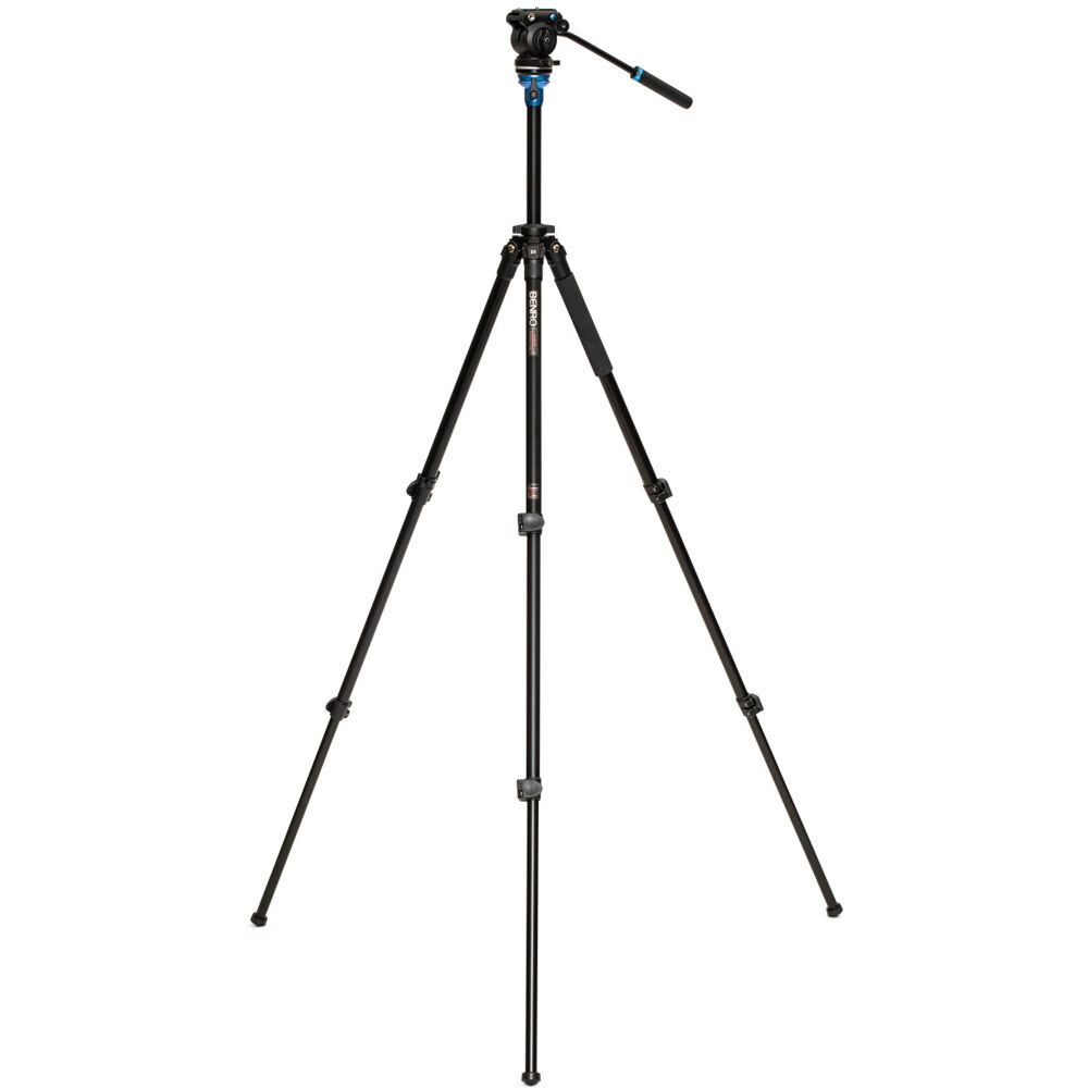 Benro A1573FS2PRO Aluminum Tripod with S2 PRO 60mm Flat Base Video Head, 2.5kg Load Capacity, 157cm Max Height, Sliding Camera Plate