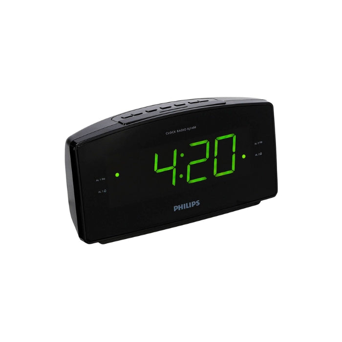 Philips Digital LED Clock Radio with 24-Hour Time Format, Dual Alarm Setting and Backup, Large Screen Display, FM Tuner, 10 FM Preset Stations (AJ3400/12)