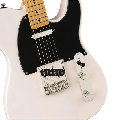 Squier by Fender Classic Vibe '50s Telecaster Electric Guitar SS Vintage Gloss with Single Coil Pickup, Nickel-Plated Hardware, 21 Frets (Butterscotch, White)
