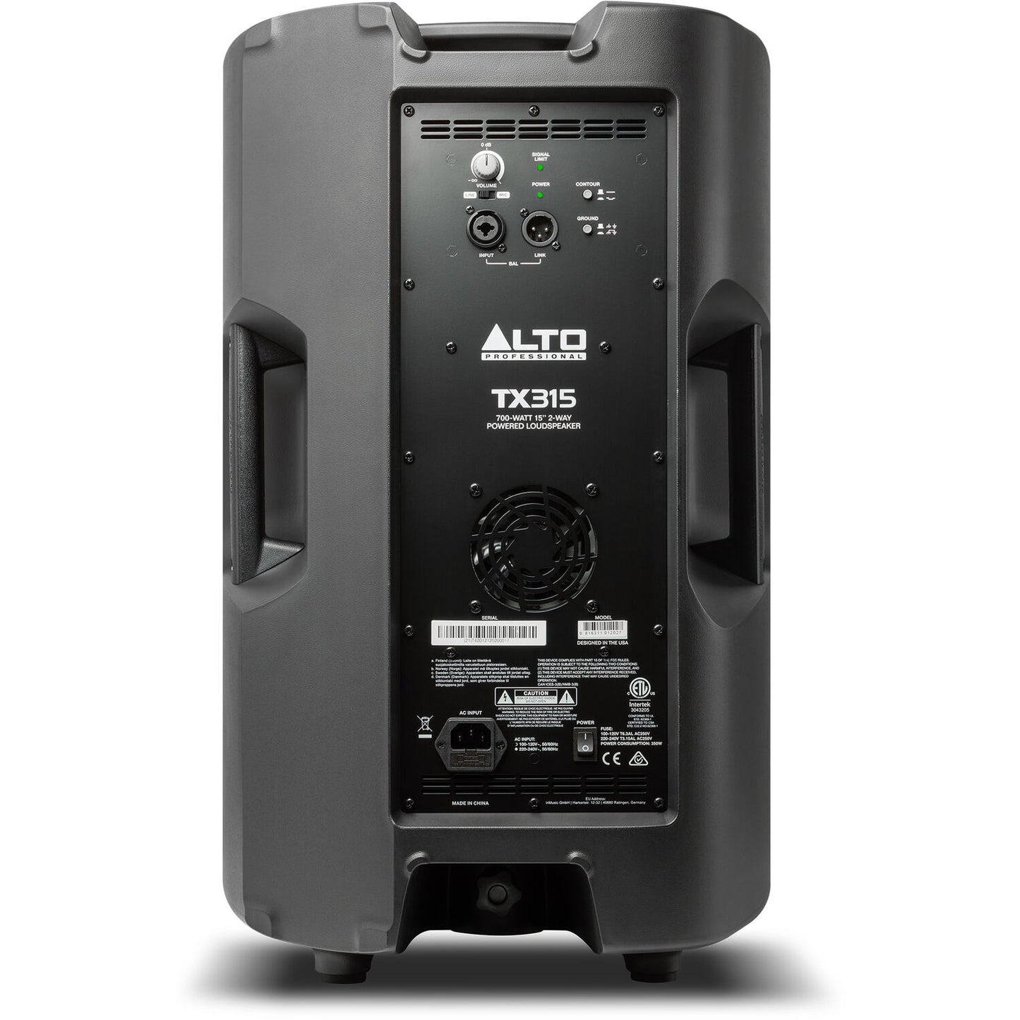 Alto Professional TX315 2-Way Active Ported 700W Powered Loudspeaker with 15in Woofer LF Driver Overload Protection Analog Limiter Ground-Lift Switch