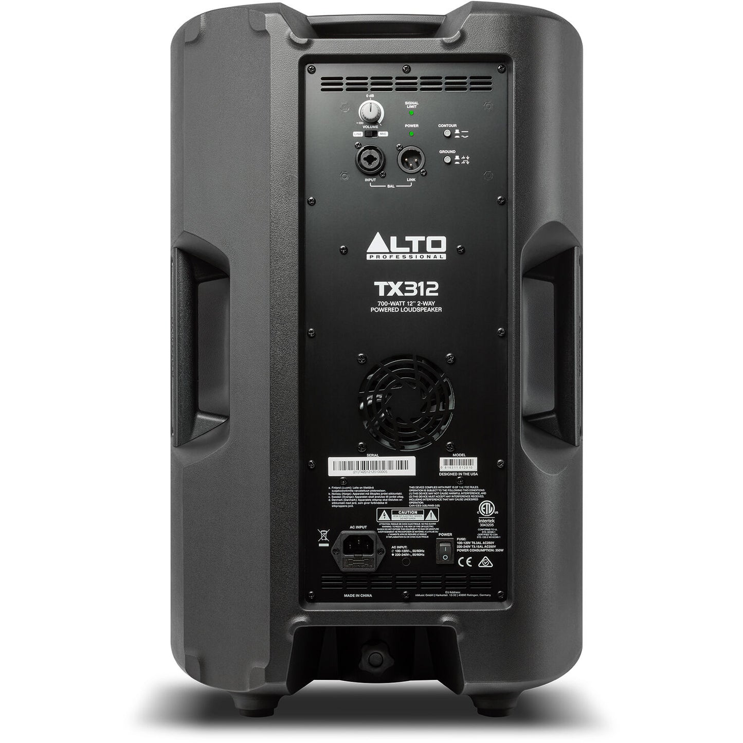 Alto Professional TX312 2-Way Active Ported 700W Powered Loudspeaker with 12in Woofer LF Driver Overload Protection Analog Limiter Ground-Lift Switch