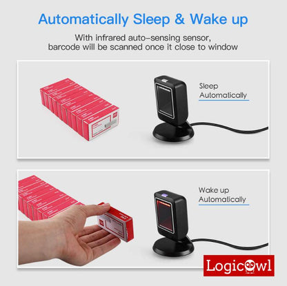 LogicOwl OJ-MP6300 1D 2D QR Desktop Barcode Platform Scanner USB Wired Barcode Reader for PC, Windows, Mac, Android, POS