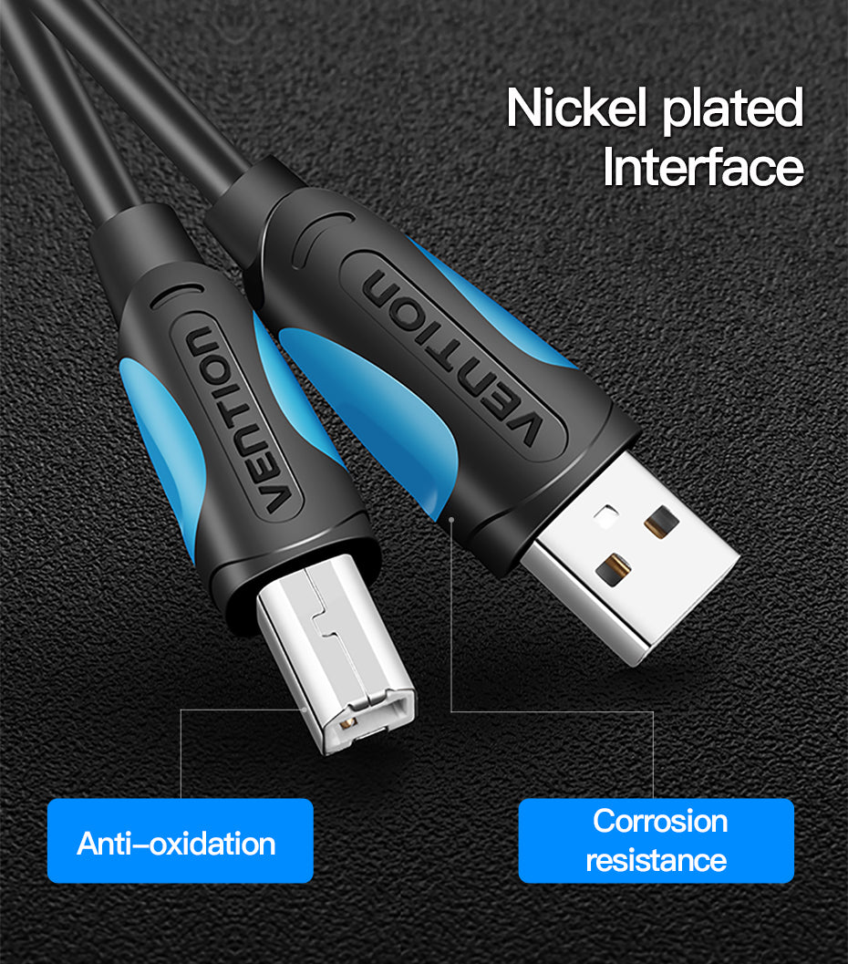 Vention USB 2.0 Male to B Male Aluminum Foil Metal Braided 480Mbps Printer Cable (VAS-A16)