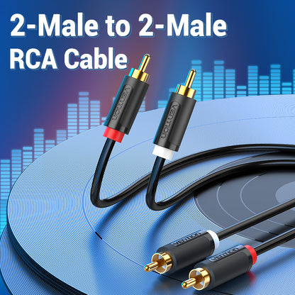 Vention 2 Male to 2 Male RCA Round Cable 3-Meters (BCM) Audio RCA Cord for TV, Speakers, Computers, CD Players