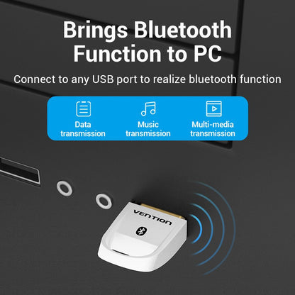 [CLEARANCE] Vention USB Bluetooth 5.0 Adapter Wireless Receiver 20-meters for PC Laptop Keyboard Mouse Headset (CDSW0)
