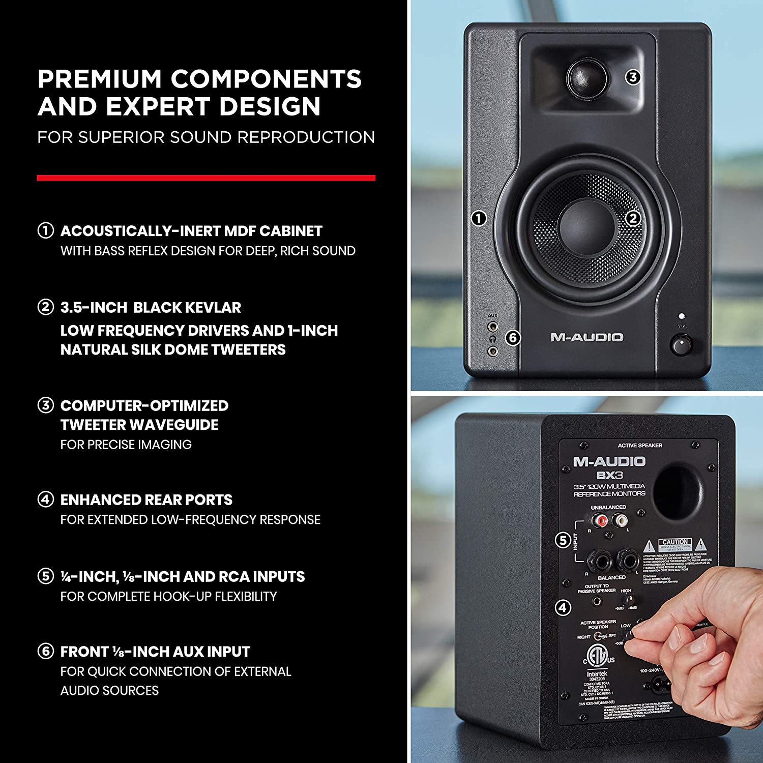 M-Audio BX3BT 120W (Pair) Powered Desktop Bluetooth Monitor