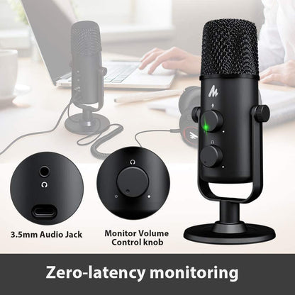 [CLEARANCE] Maono AU-903 903 Computer Microphone Podcast USB Condenser Mic with Switchable Polar Patterns & Mute Button, Zero-Latency Monitoring, Plug and Play for Recording, YouTube, Podcast, Gaming, Skype, Videos