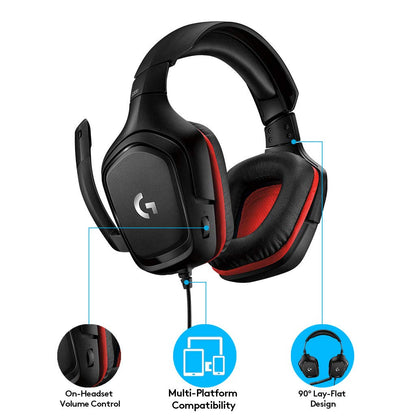 [CLEARANCE] Logitech G331 Stereo Gaming Headset Wired Headphones with 6mm Flip-to-mute Mic 50mm Drivers Volume Wheel