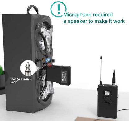 Fifine K037B Wireless Microphone System Set with Headset, Lavalier Lapel Mics, Beltpack Transmitter and Receiver for Teaching, Preaching, Public Speaking