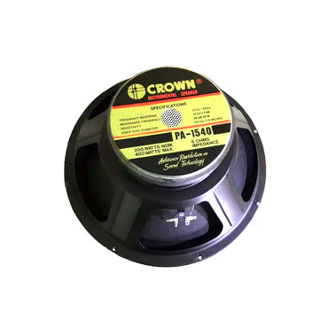 Crown 400W 15” Professional Instrumental Sound Audio Speaker with 45Hz-4kHz Frequency Response, 96dB Sensitivity Level, 60.5mm Voice Coil (PA-1540)