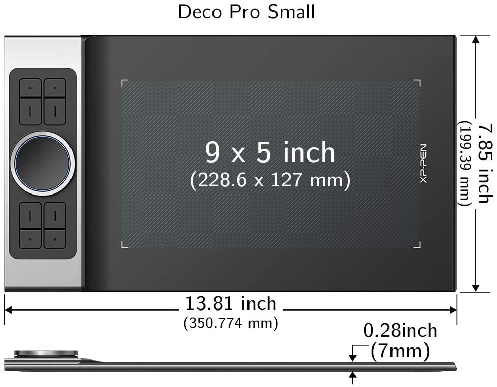 XP-Pen Deco Pro Small Wireless 9in x 5in Ultrathin Connection Graphic Drawing Pen Tablet with Bluetooth, Double-Wheel Toggle, 8 Express Hotkeys and A41 Battery-Free 8192 Levels Pressure Sensitive Stylus for Digital Arts