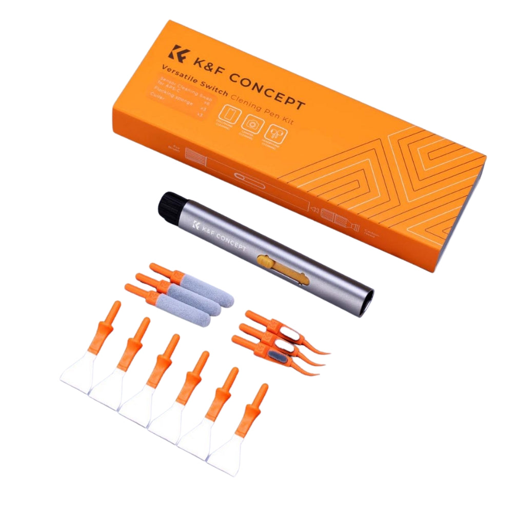 K&F Concept 5-in-1 Multifunction Cleaning Pen Set with APS-C Cleaning Swab, Flocking Sponge, Culler, Carbon Head and Brush for Cameras and Earphones | SKU-1975