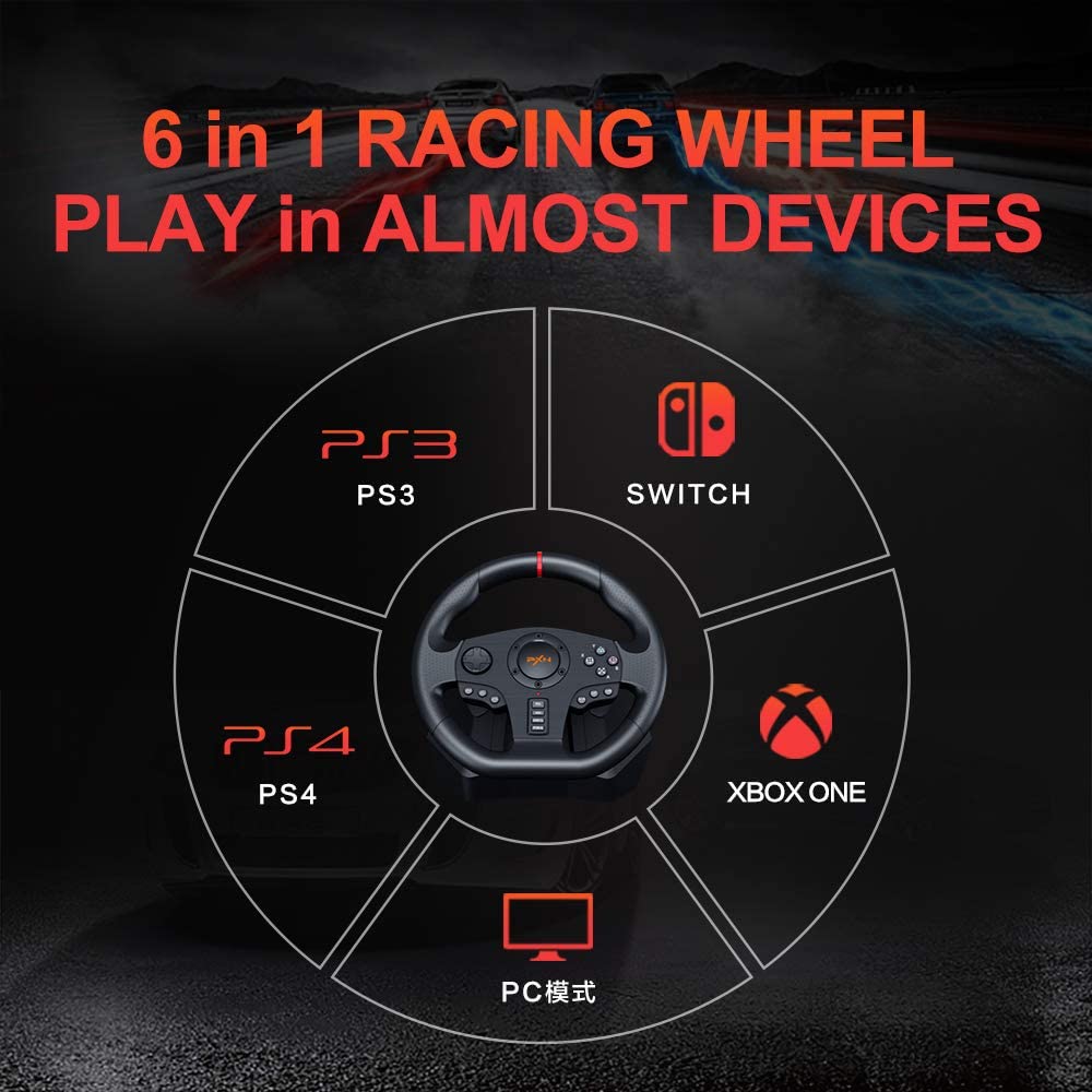 PXN V900 PC Racing Wheel, Universal USB Car Sim 270/900 Degree Race Steering Wheel with Pedals for PS3, PS4, Xbox, One,Xbox Series X/S, Nintendo Switch