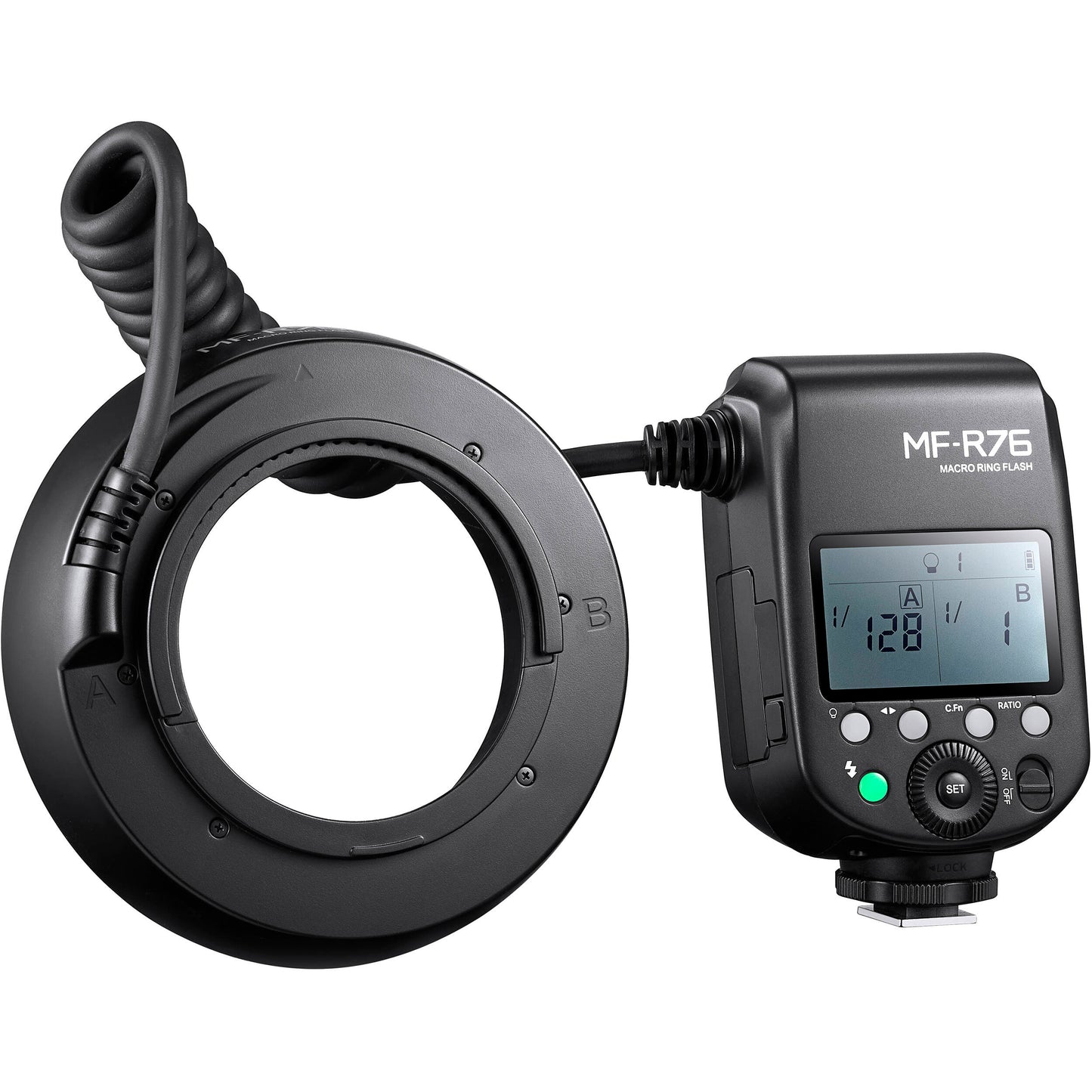Godox MF-R76 Macro Ring Flash LED Dual-Flash Ring Light Speedlite with 8 Adapter Rings for DSLR Cameras