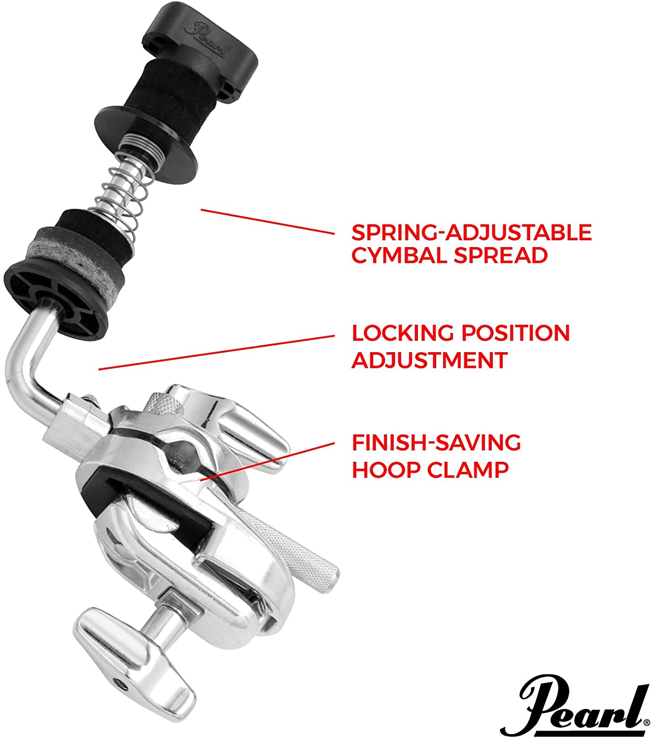 Pearl CLA130 Hoop Clamp Closed Hi-Hat Cymbals Holder with Spring Adjustment for Bass Drums Mount Kit Set