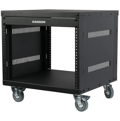 Samson SRK8 Universal Equipment 8 Rack Stand Heavy Duty Steel Construction with Caster Wheels, Fully Enclosed Sides