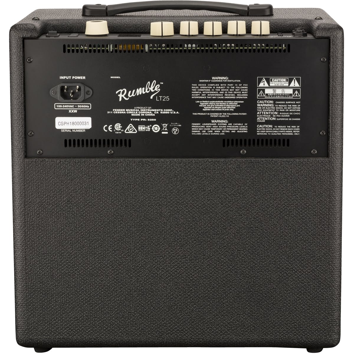 Fender Rumble LT25 Lightweight Electric Bass Combo Amplifier 25watts 120V (230V EUR) with 8in Speaker 1.8” Color Display 20 Effects 50 Presets USB Output