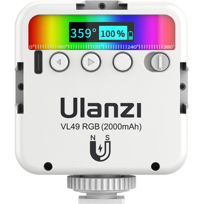Ulanzi VL49 Mini RGB Video Light 2000mAh Battery Life for Photography, Photoshoots (White)