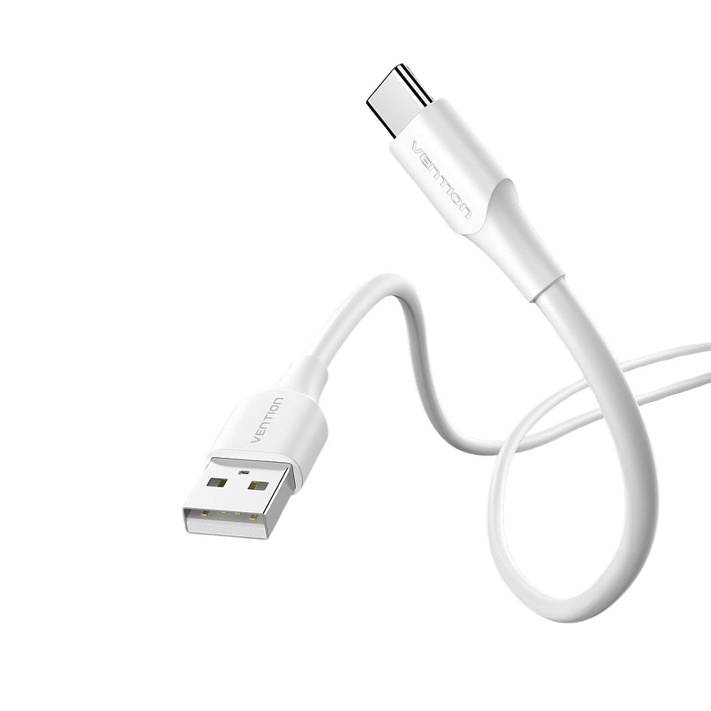 Vention USB 2.0 A Male to Type-C 3A Male Nickel-Plated Data Charging Cable with 480Mbps Transfer Speed for Smartphones and Tablets (White) (1M, 1.5M, 2M, 3M) | CTHW