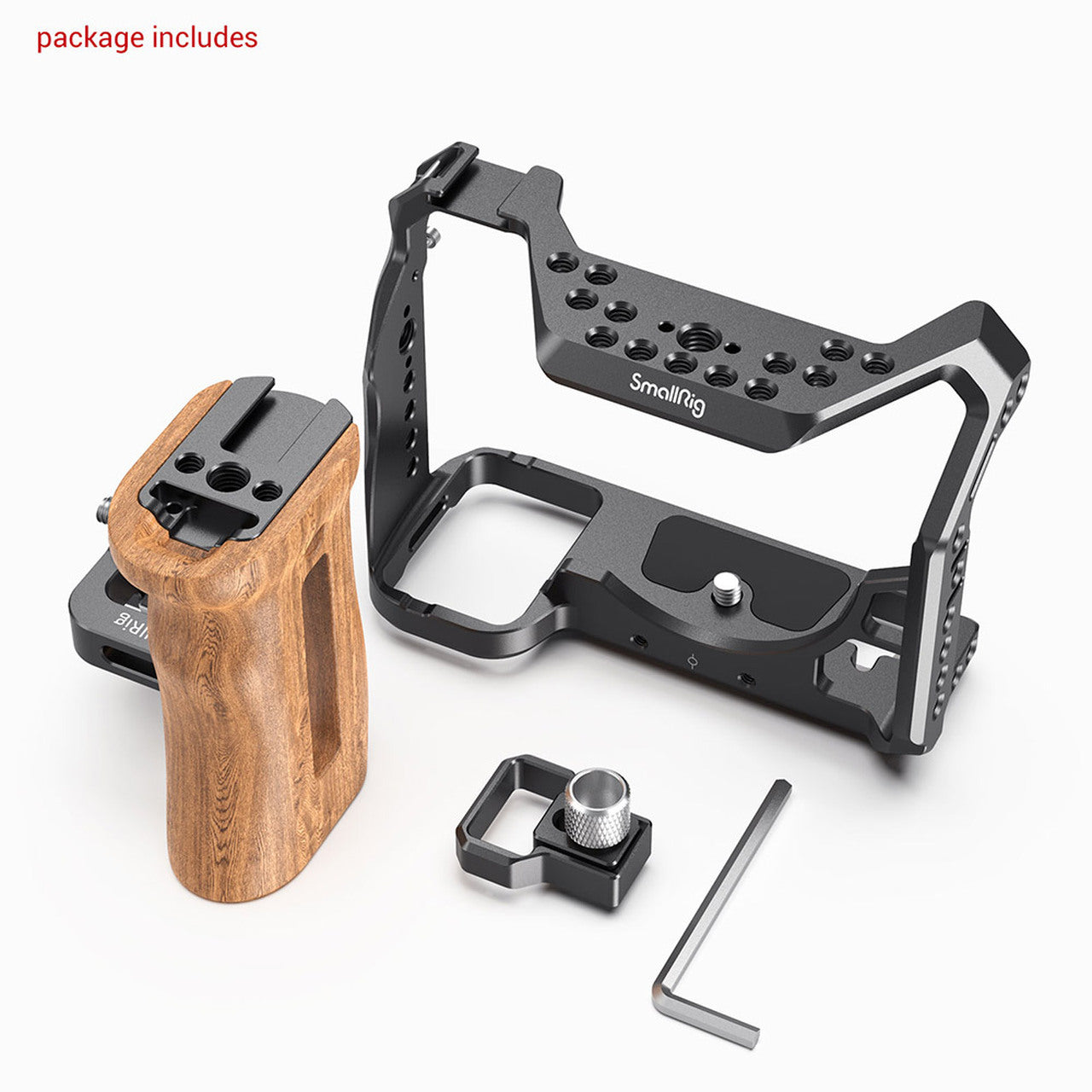 SmallRig Professional Camera Cage Kit for Sony A7S Alpha 7S III A7S3 with Wood Side Handle Allen Wrench HDMI Cable Clamp 3008