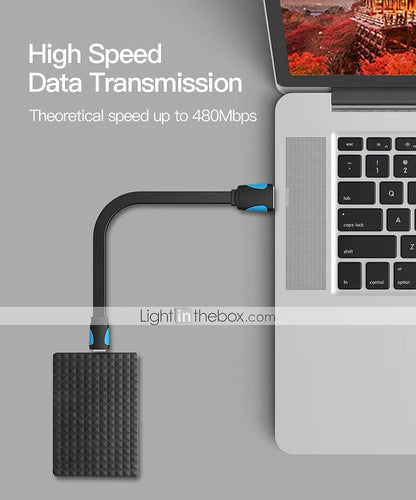 Vention USB 2.0 Male to Mini 1.5M USB Male Copper Conductor Data Cable High Speed Transmission for Laptop, PC, Camera, Charger (VAS-A14)