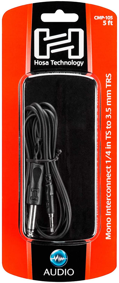 HOSA CMP-105 1/4" TS to 3.5mm TRS Mono Interconnect Cable, 5 feet
