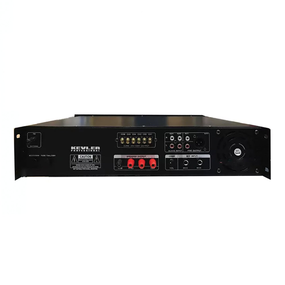 KEVLER BGM-300UB 180W Zone Mixing PA Bluetooth Amplifier with USB / SD Card Slot / FM Radio Function, 2 AUX Line Mic Inputs and Single Output, Chime Function and Volume and Effect Control