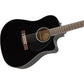 Fender CD-60SCE Dreadnought Acoustic Electric Guitar with Cutaway, Built-In Fishman Pickup, 20 Frets for Musicians, Beginner Players (Black, Natural)