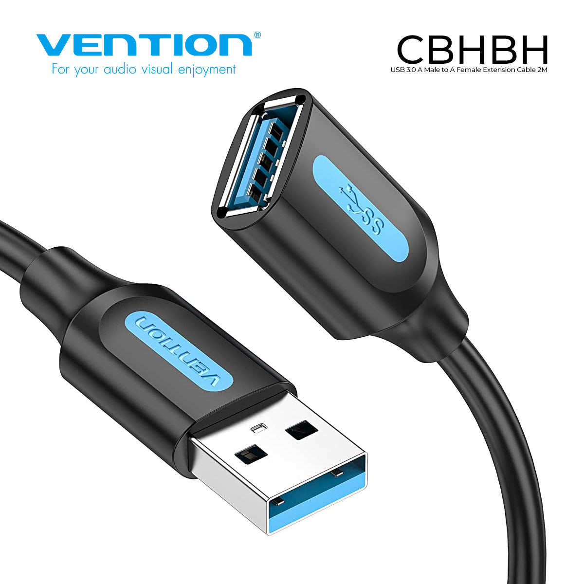 Vention USB 3.0 Extension Cable (A Male to A Female) 2-meters Extender Data Cord PVC Type with 5Gbps Transfer Rate (CBH)