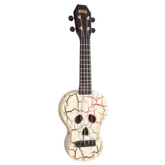 Mahalo Hawaii Creative Series Skull Design Acoustic Soprano Ukulele 4 String Guitar (White) | MC1SK
