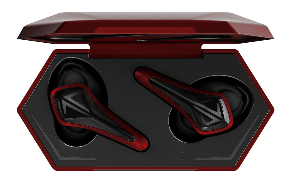 Saramonic BH60 GamesMonic True Wireless Waterproof Gaming Earbuds with Bluetooth 5.0, Noise Cancellation, 7 Hours Playtime, Touch Controls , IPX5 (Black, Red)