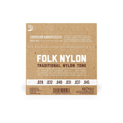 [CLEARANCE] D'Addario Folk Nylon 80/20 Bronze / Clear Nylon Classical Guitar Strings Set with Normal Tension Ball End for Classical & Acoustic Guitars | EJ33