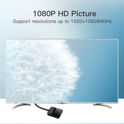 Vention 1080p/60Hz Female VGA to Male DisplayPort Gold-Plated 0.15-Meter Converter Laptop, PC, TV, Monitor & Projector | HBFBB