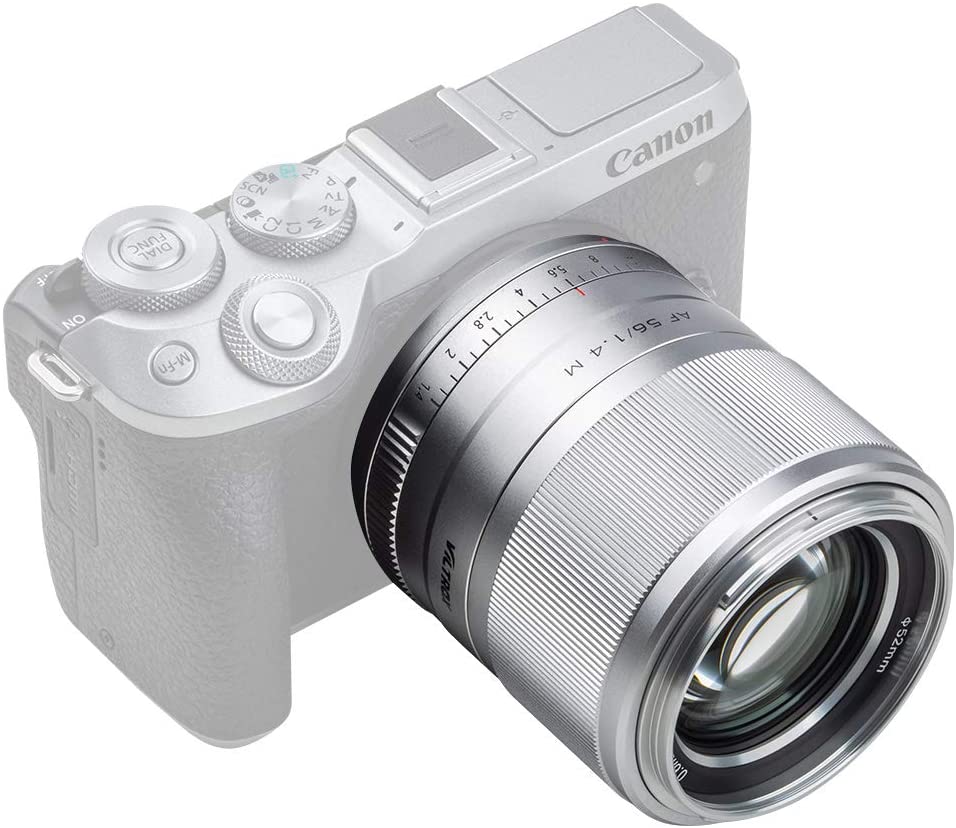 Viltrox AF 56mm F/1.4 Auto Focus Prime Lens for Canon EOS-M Mount Cameras (Silver)