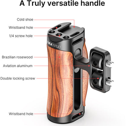 [CLEARANCE] UURig by Ulanzi R075 Universal Mini Wood Side Handle for Sony A6400 A6300 A6600 A6500 A73 with 1/4"Screw Cold Shoe