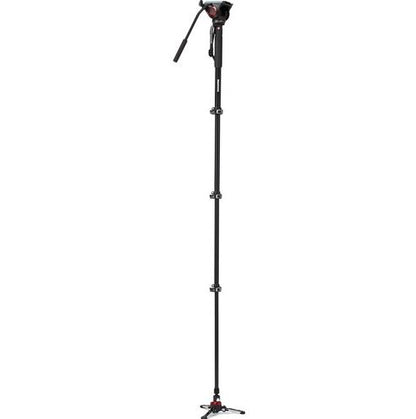 Manfrotto MVMXPRO500 XPRO 4 Section Video Monopod w Fluid Head & Fluidtech Base for Videographer, Filmmakers