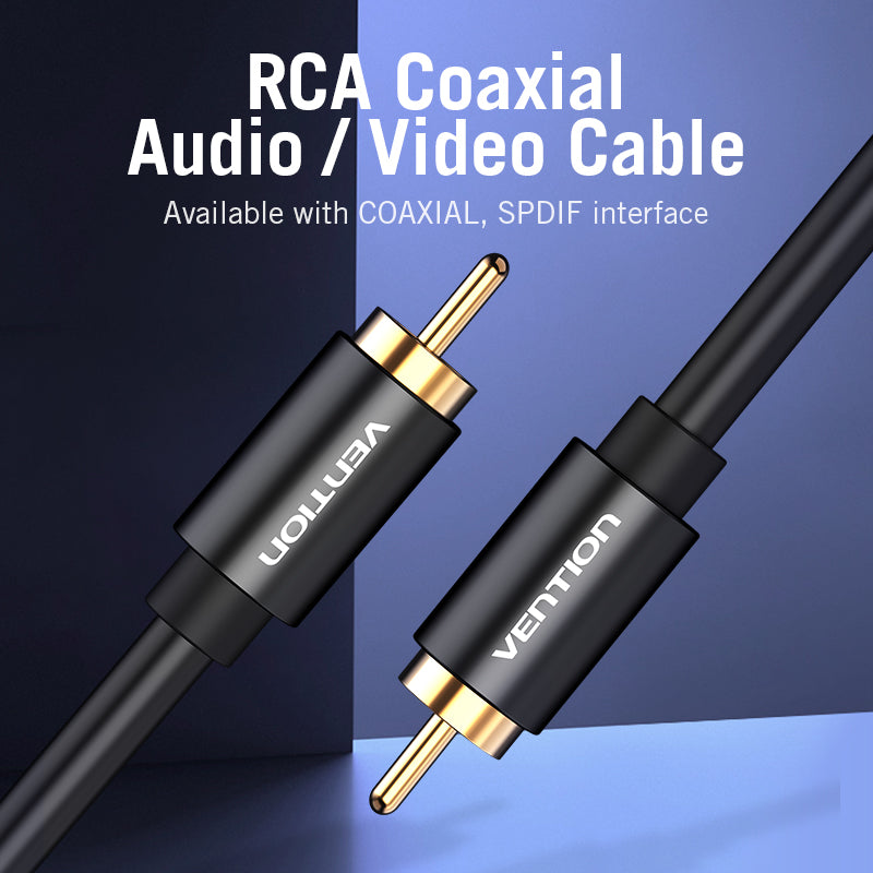 Vention RCA Male to Male Coaxial Audio/Video Cable Gold-plated for Smart TV, Stereo, Amplifier, Blu-ray Machine, DVD Player and Set Top Box (VAB-R09)