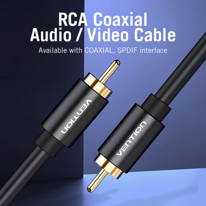 Vention RCA 2M Male to Male Coaxial Audio/Video Cable Gold-plated for Smart TV, Stereo, Amplifier, Blu-ray Machine, DVD Player and Set Top Box (VAB-R09)