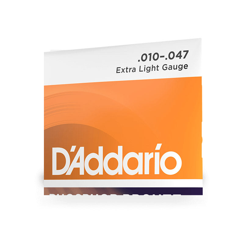 D’Addario 10/47 Bronze 6-String Acoustic Guitar Strings Set (Extra Light .10- .47mm) | EJ-15