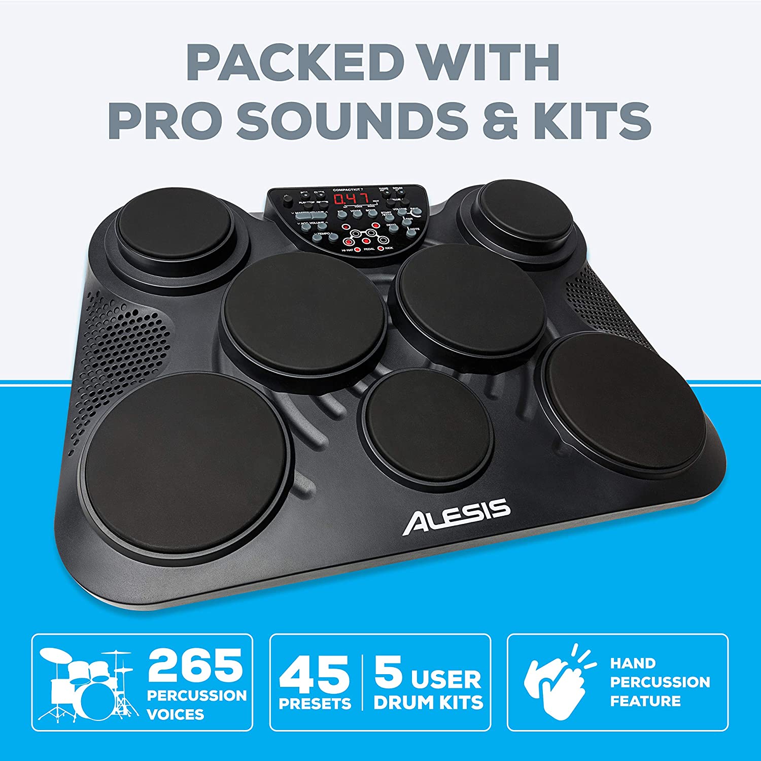 ALESIS COMPACT KIT 7 | Ultra-Portable 7-Pad Electronic Table-top Drum Kit