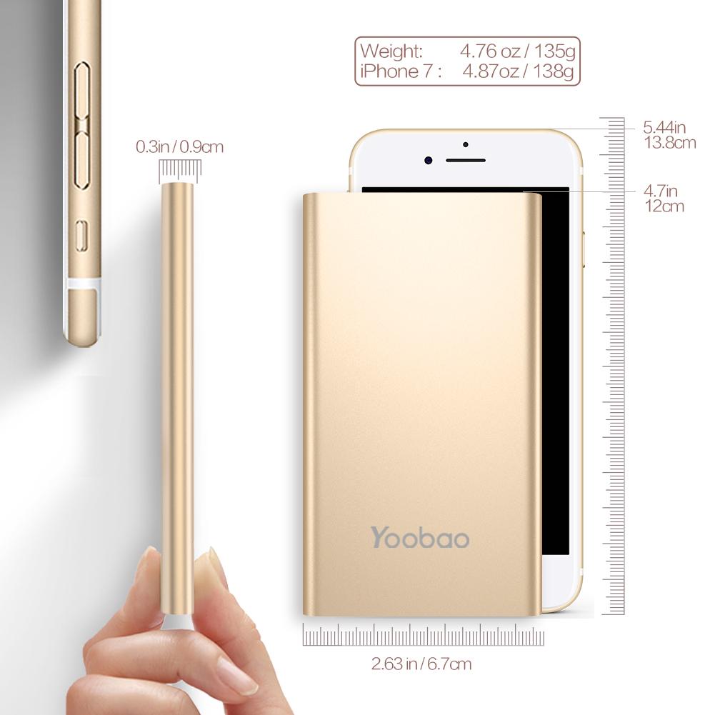 Yoobao KJ01 4000mAh Ultra Slim Powerbank Micro USB with Built-in Cables (Black, Gold)