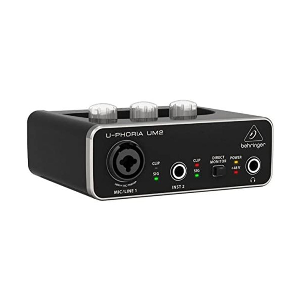 Behringer U-Phoria UM2 Audiophile 2-Channel USB Phantom Powered Audio Interface with XENYX Mic Preamplifier for Instrument Inputs, Studio Recording