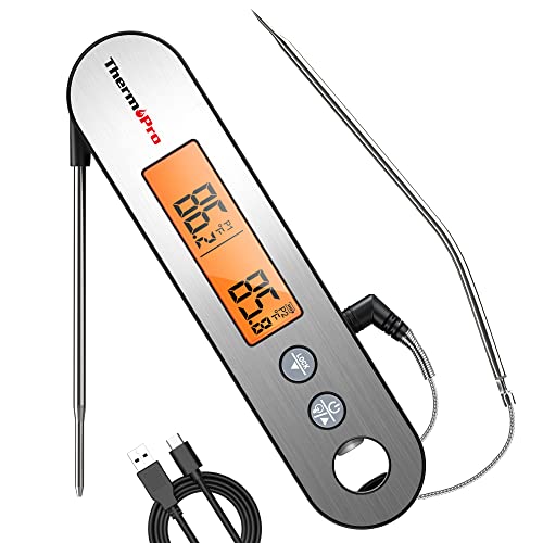 Thermopro TP-610 2-in-1 Dual Probe Waterproof Meat Thermometer with Instant Read and Alert Function Features Perfect for Grilling and Oven Cooking