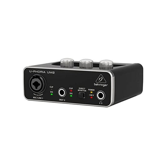 Behringer U-Phoria UM2 Audiophile 2-Channel USB Phantom Powered Audio Interface with XENYX Mic Preamplifier for Instrument Inputs, Studio Recording